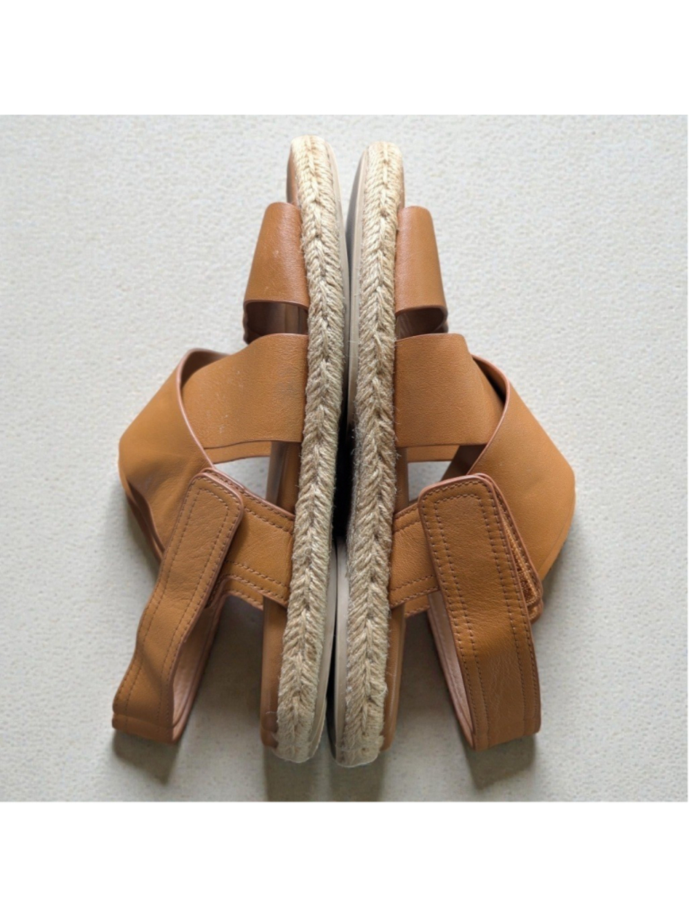 Vince Tenison Leather Espadrille Sandals Hazelnut Slingback Sz 8 - Picture 5 of 14